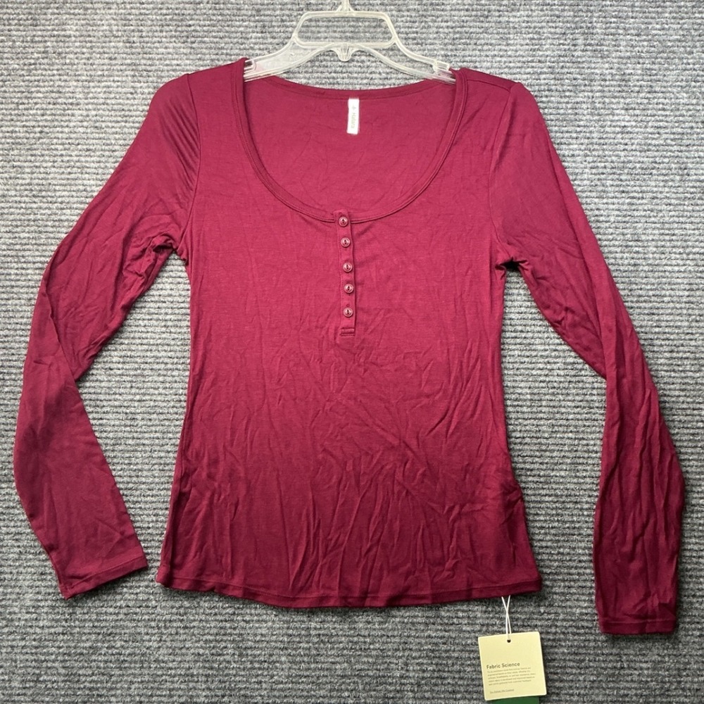 Halara Henley Top Womens Medium Burgundy New With‎ Tags